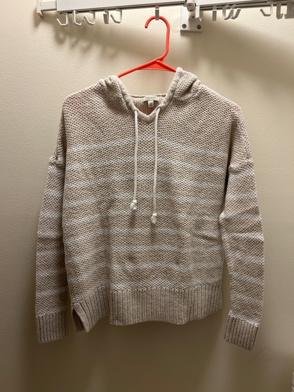Woman’s Sonoma Beige Knit Hooded Pullover Sweater